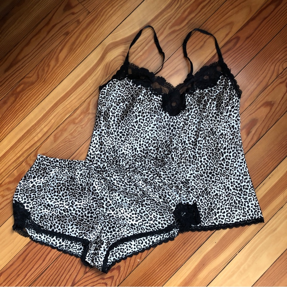 Victoria’s Secret satin leopard print sleep cami and short set, size small